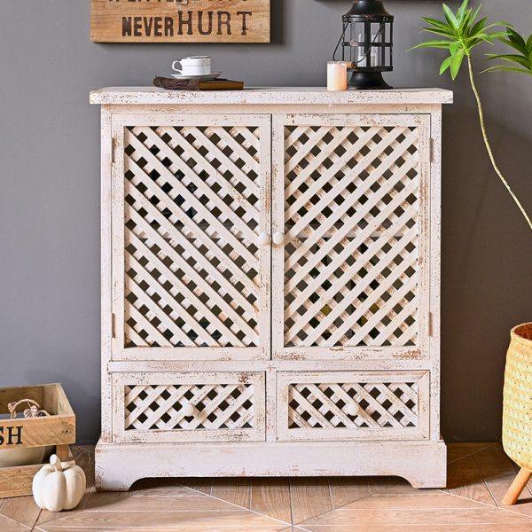 复古实木家用陈列柜餐边柜客厅靠墙玄关装饰柜镂空艺术小尺寸立柜,住宅家具,家用陈列柜,淘宝优惠券,粉丝福利购,淘宝优惠卷