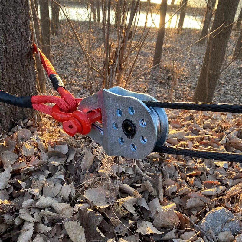 越野绞盘滑轮汽车自救10吨z滑轮组拖车救援抱树带越野装备