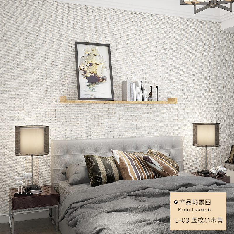 2021b新款加厚亚麻墙布横纹竖纹无缝全屋现代简约灰色客厅素色壁