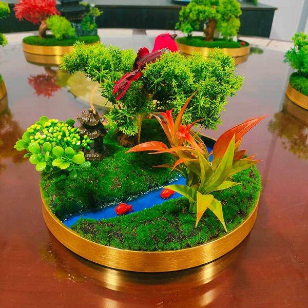 30cm小圆桌中间摆件桌面装饰造景桌芯景观迎客松山水画大圆桌摆花,家居饰品,餐桌花艺,淘宝优惠券,粉丝福利购,淘宝优惠卷