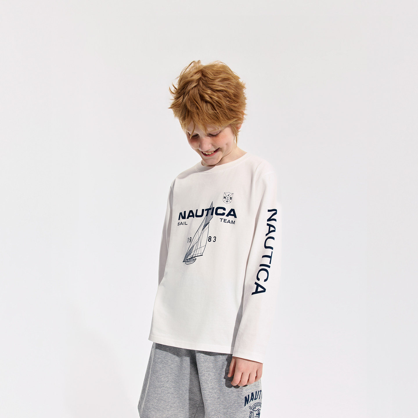 NAUTICA/诺帝卡童装 男童女童长袖T恤春秋季中大儿童上衣航海经典