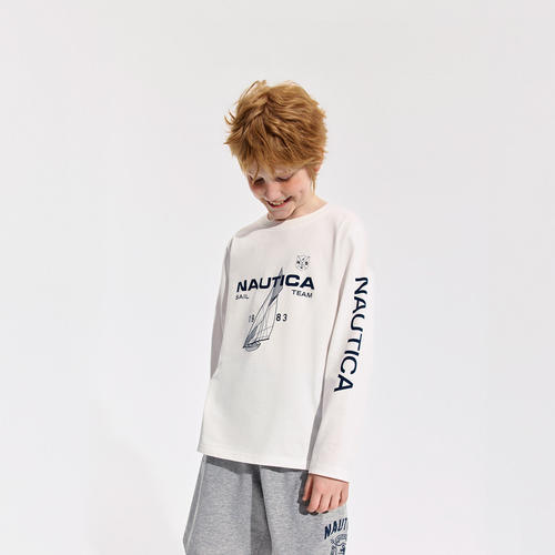 NAUTICA/诺帝卡童装 男童女童长袖T恤春秋季中大儿童上衣航海经典