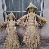 人物手工制作复古编织拍摄道具工艺品场景布置节稻草人日装 饰