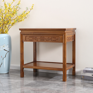 全实木沙发边几客厅电话桌角几带抽屉小茶几榆木S小方桌中式置物