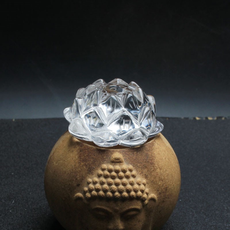 好运莲莲白水晶莲花摆件汽车摆件香G插大号饰品供佛家居装饰用品