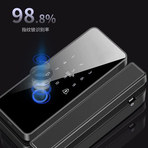 玻璃门指纹锁 办公室单双门免开孔门禁一体锁 智能电子密码锁