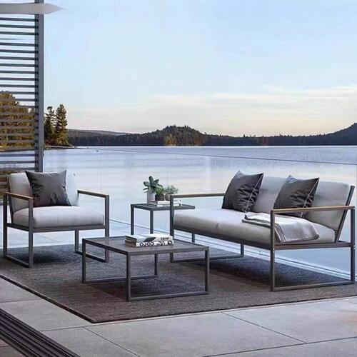 户外沙发庭院组合休闲椅室外阳台小户型铁艺椅子茶几防水花园家具