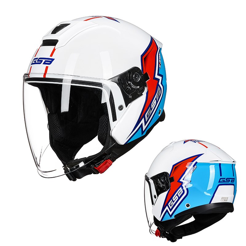 GSB摩托车头盔机车骑士半盔电动车半覆式男女个性夏季四季保暖盔