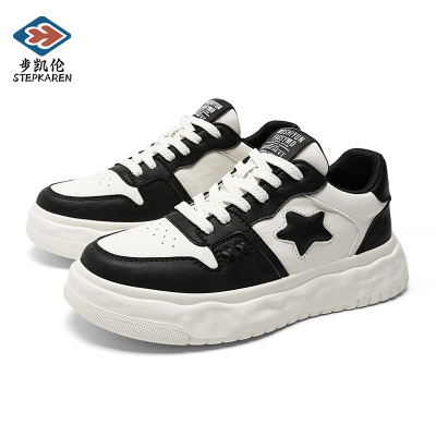 步凯伦男鞋2025新款潮流时尚百搭青年休闲鞋厚底增高百搭运动鞋男