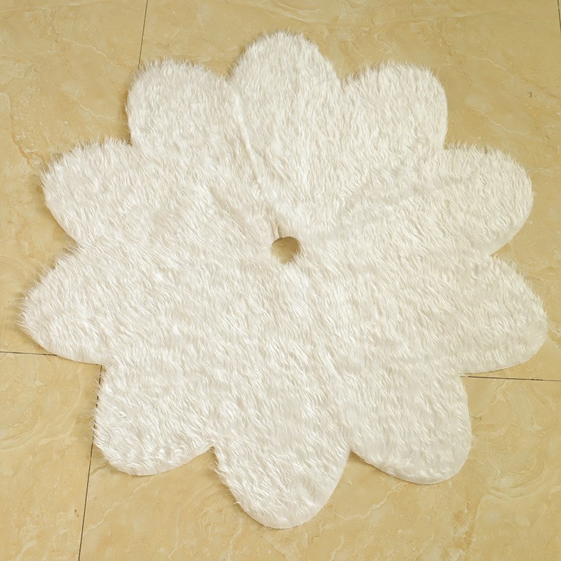 圣诞节树裙 圣诞树装o饰 白色长毛树裙圆形花边树裙家居圣诞树装