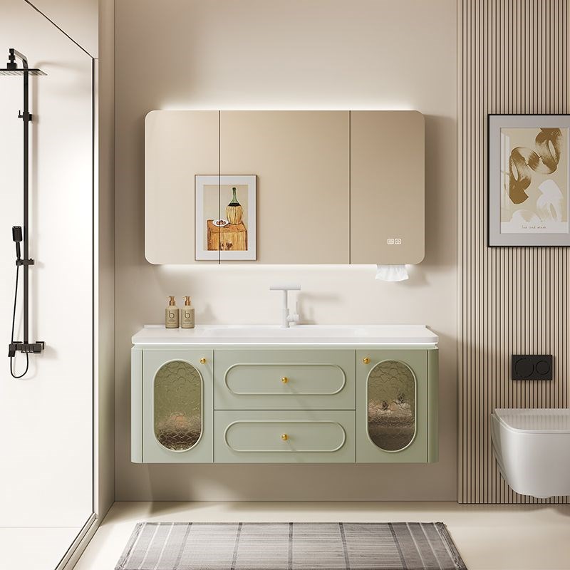 法式陶瓷一体盆浴l室柜组合洗手脸盆柜化妆室洗漱台池轻奢现代简