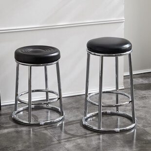 凳家用加高圆凳子前台皮柜台铁艺高脚凳椅子钢筋凳子吧台凳面板