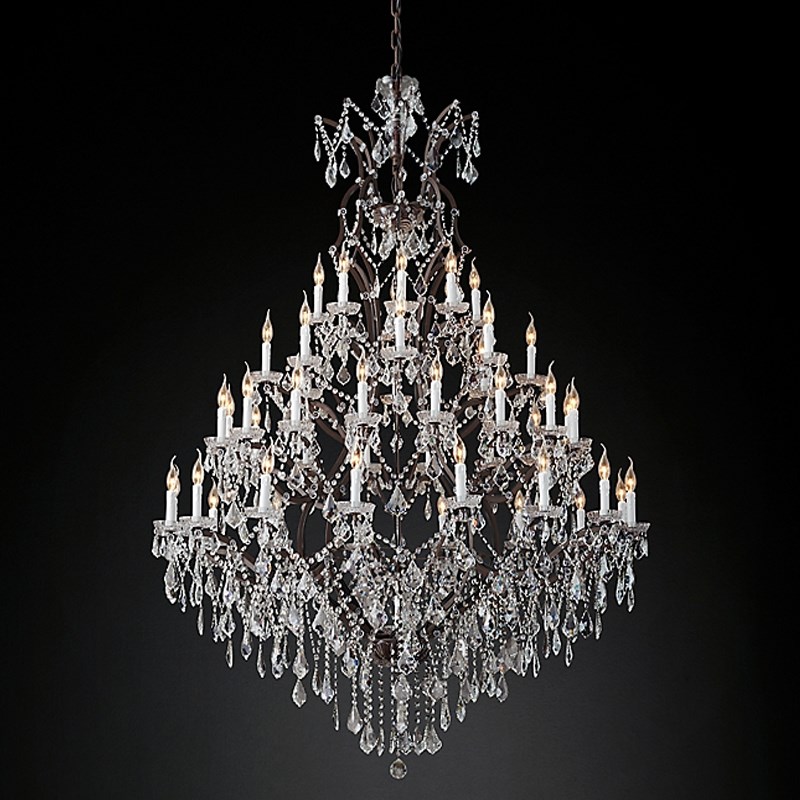 法式铁艺复古怀旧客厅个性酒v店古堡水晶灯创意49头别墅田园大吊