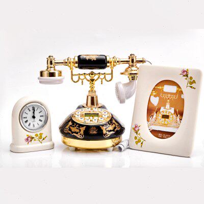 包邮韩式黑金特价田园老复古仿古电话机花陶瓷风电话座机 情固话