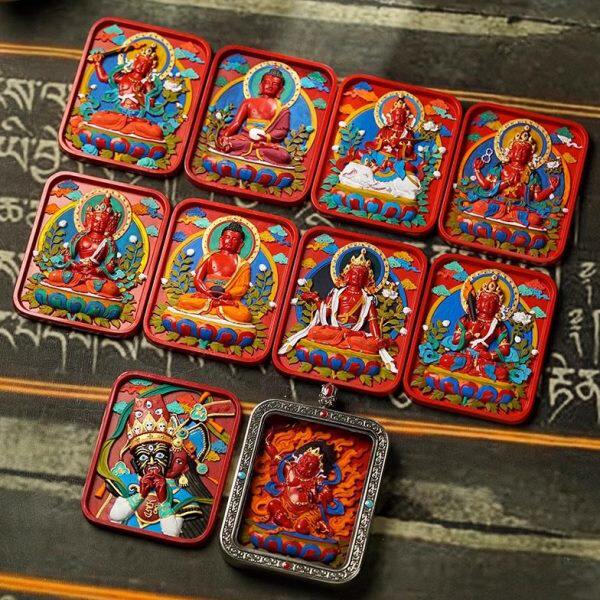 白铜玲宝擦擦盒朱砂彩绘擦擦本命唐卡民族风扎基拉姆手工画嘎乌盒