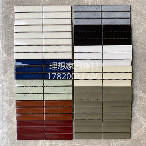 欧式陶瓷马赛克瓷砖浴室卫生间背景墙砖墨绿色吧台长条形复古阳台