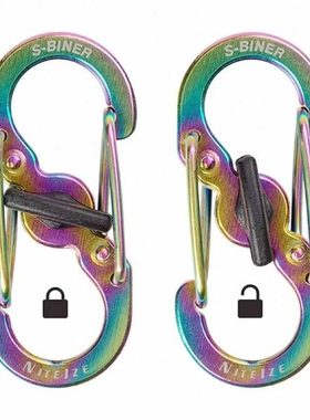 NiteIze S-BINER奈爱便携迷你带锁8字扣洛克S快挂钥匙挂扣0号防盗