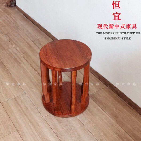 刺猬紫檀阅圆鼓凳实木家具新中式茶凳红木写字凳花梨木梳妆台凳子
