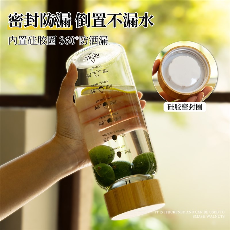 高硼硅玻璃水杯冷泡瓶饮料果汁咖啡杯带盖子可携式大容量杯子2025