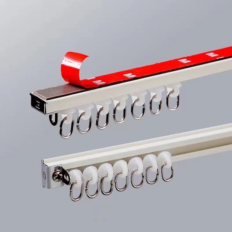 超薄窗帘轨道内开窗迷你轨道隐形C飘窗双层静音顶装单轨双轨小滑