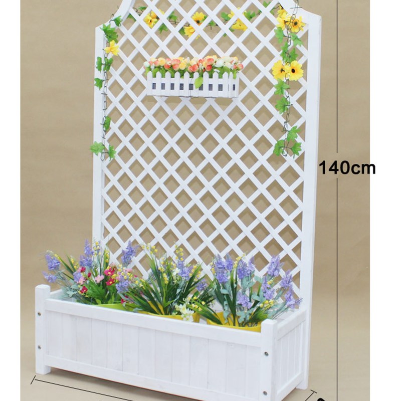 防腐木栅栏花盆网格户外爬藤架花箱隔断花架P阳台种菜碳化木花盆