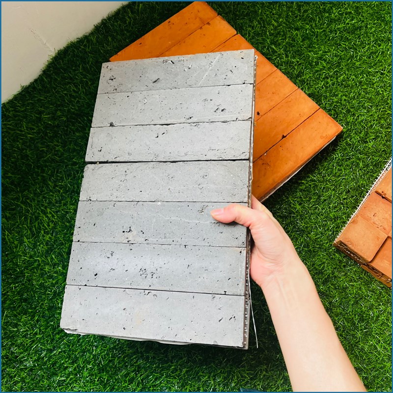 仿古红色艺术砖马赛克密拼红墙砖复古红砖块N形象背景墙红砖芯切