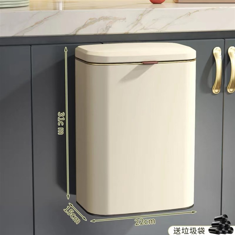 厨房挂式垃圾桶大号不锈t钢壁挂式带盖厨余收纳筒卫生间家用橱柜