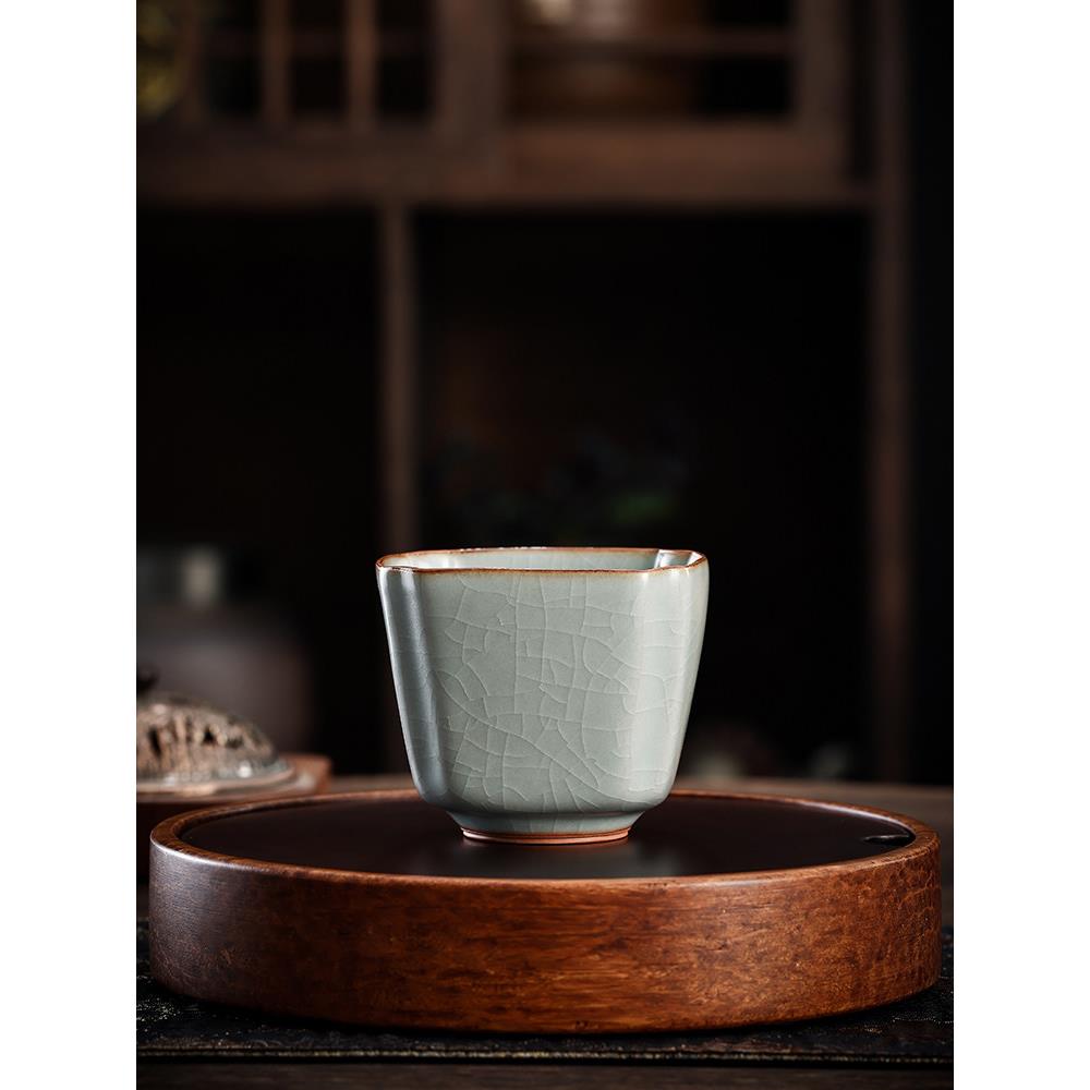 台湾丰子汝窑【高方杯】可开养天青汝瓷大师茶杯个人茶杯