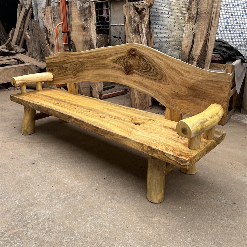 原生态实木沙发香樟木独板异形靠背E休闲长椅客厅民宿双三人沙发