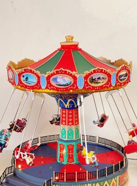 美国LEMAX游乐场飞椅树脂音乐盒女生女友节日生日礼物创意摆件