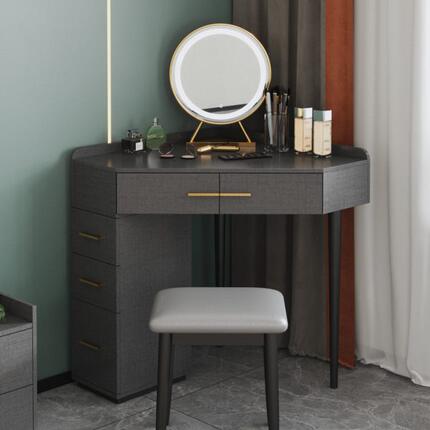 L型转角梳妆台现代简约经济型环保木质直角轻奢网红小户型化妆台