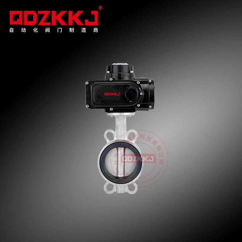 D971X-16P电动蝶阀不锈钢对夹式软密封四氟化工排污电动阀220V24