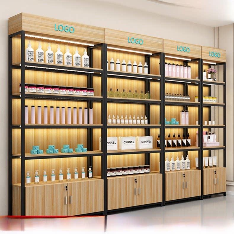 产品展示柜化妆品货架超市母婴店便利店货柜陈列架多层展示架柜门