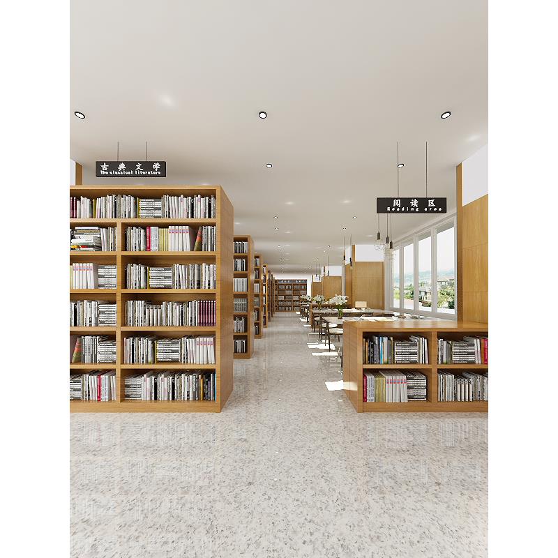 图书馆书架书柜学校书店书柜党楼房间书柜双面岛柜木制展示柜岛桌
