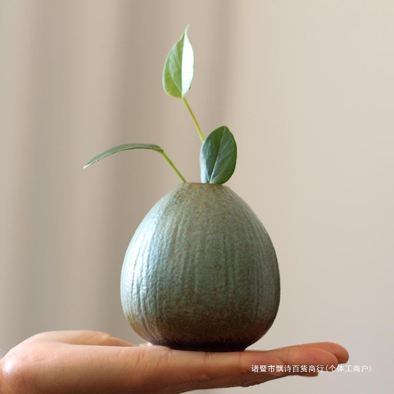 创意水养植物花瓶摆件客厅插花简约复古陶瓷干花装饰禅.意花器欧