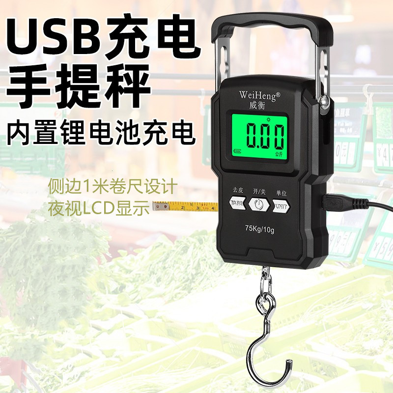 充电手提秤快递秤行李称威衡电子秤精准E家用秤弹簧称买 菜秤