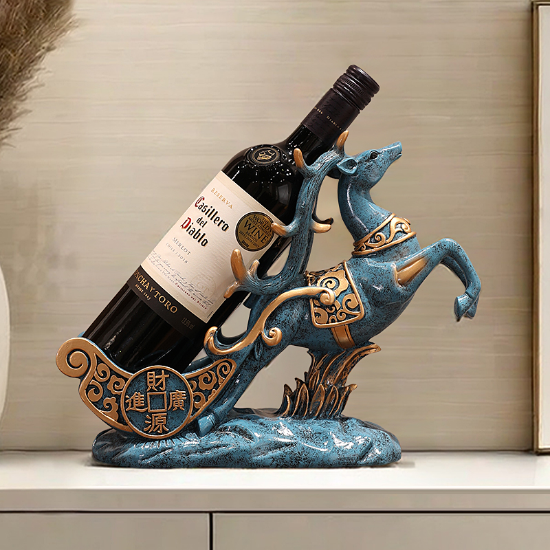 鹿酒架酒柜装饰品乔迁家居客厅实用摆件H红洒托工艺品壁柜酒吧放