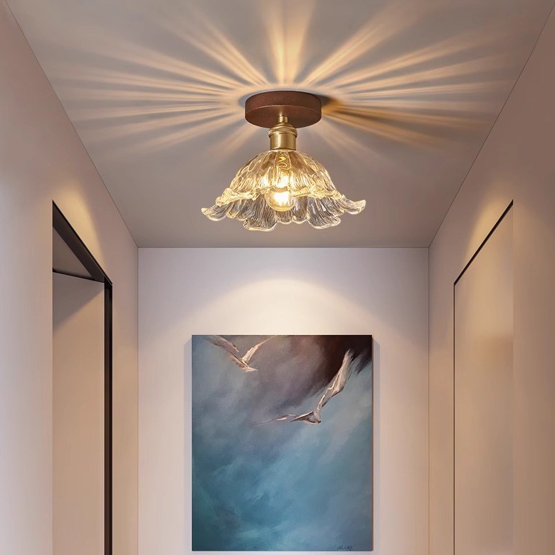 过道吸顶灯入户玄关走廊灯黑胡桃木新H中式简约楼梯衣帽间阳台灯