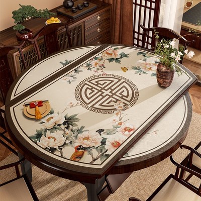 可伸缩餐桌桌垫家用大圆s桌保护折叠圆椭圆形防油防水防烫免洗桌