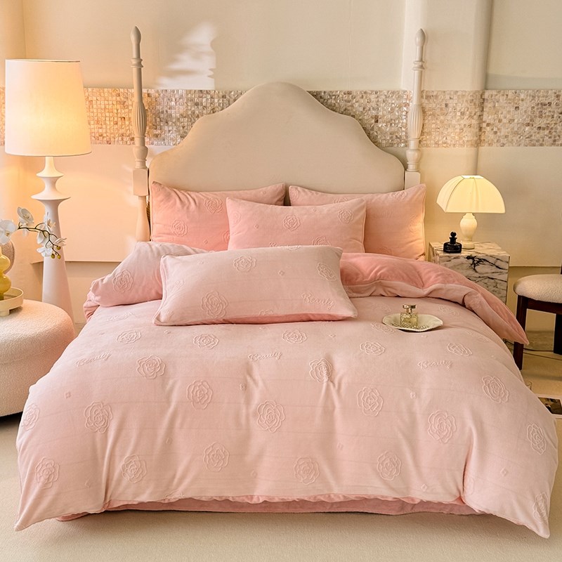 高奢定制款2e5年新款7D雕花绒四件套高克重保暖绒套件双人床上用