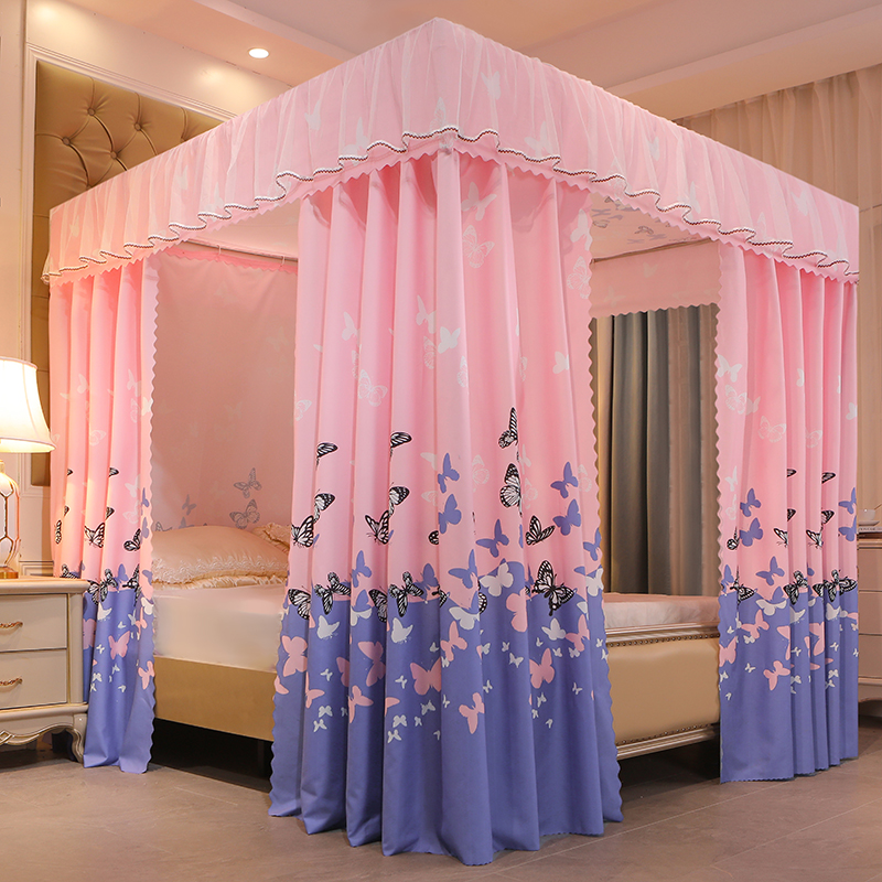 加厚遮光床幔床帘公主风蚊帐封闭一体式防尘1.5米1.U8m双人床家用
