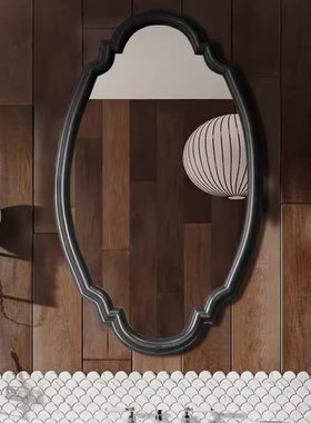 欧式洗手间浴室镜智能LEDw除雾梳妆镜复古黑色化妆镜壁挂装饰镜子