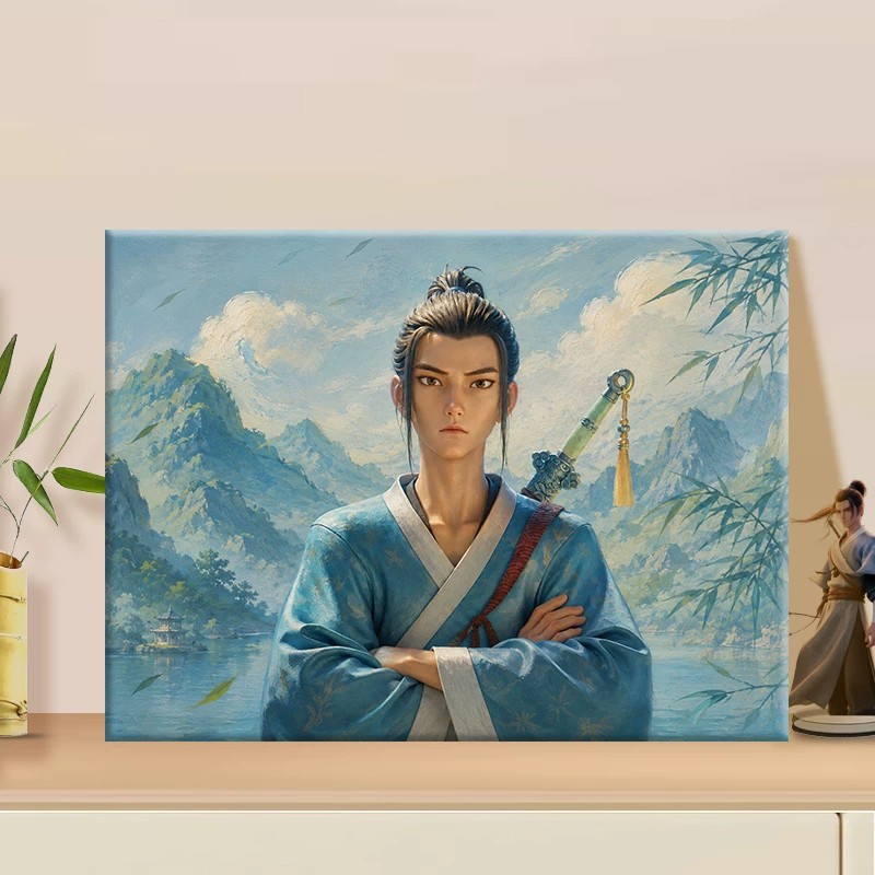 八仙diy数字油画填充填色画油彩画画成人涂色丙烯画周边吕洞宾