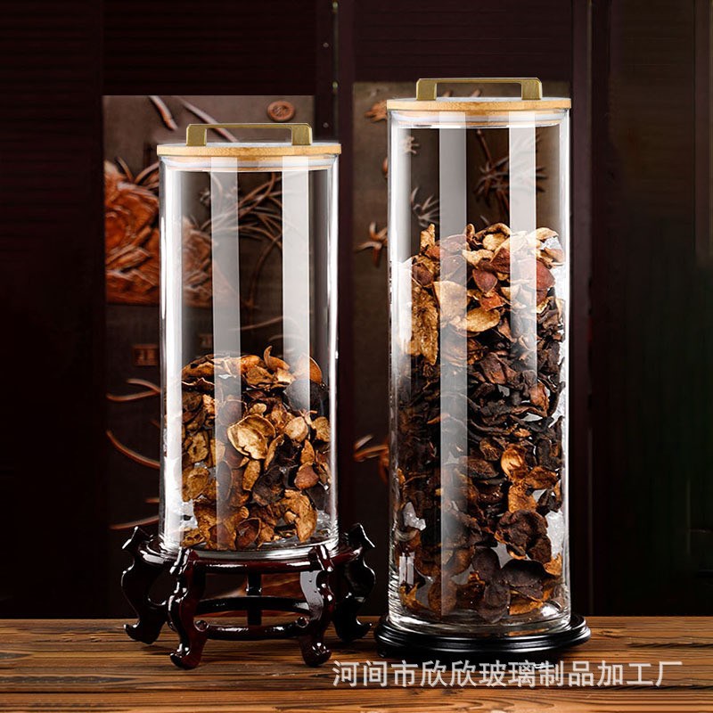 大容量玻璃瓶带盖陈皮储存罐商用大号G密封罐大口径茶叶干货展示