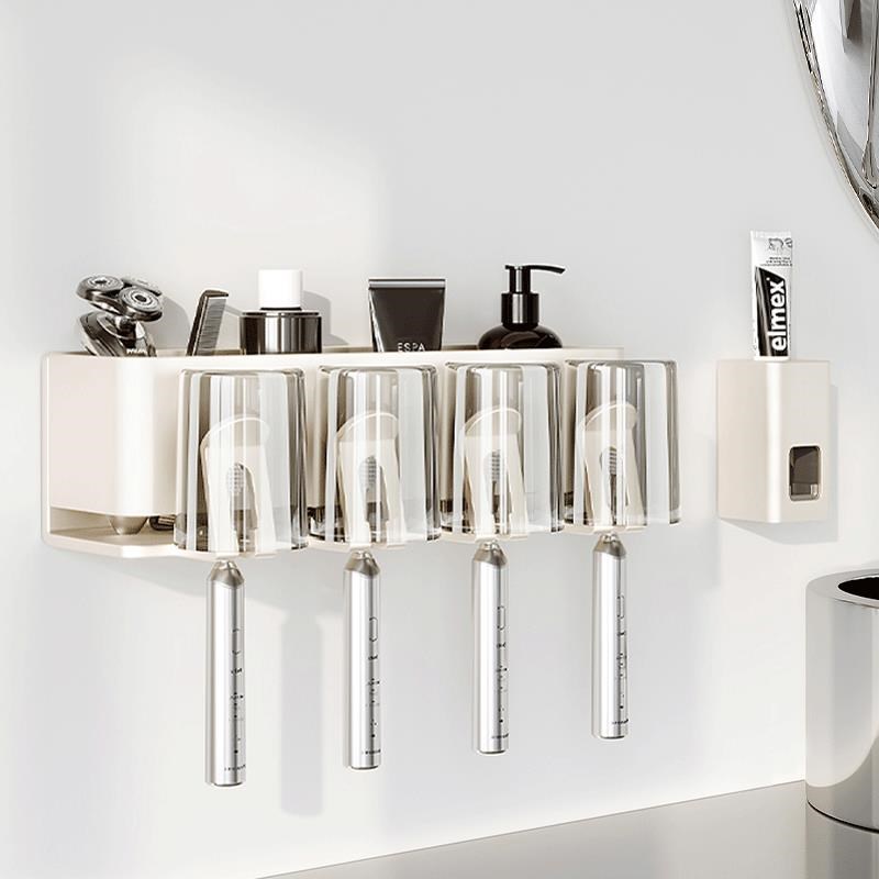 德国不锈钢牙刷置物m架浴室免打孔卫生间壁挂式漱口杯牙具收纳架