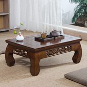 阳台飘窗桌日式 榻榻米茶几禅意茶道炕桌子老榆木实木地台矮桌小