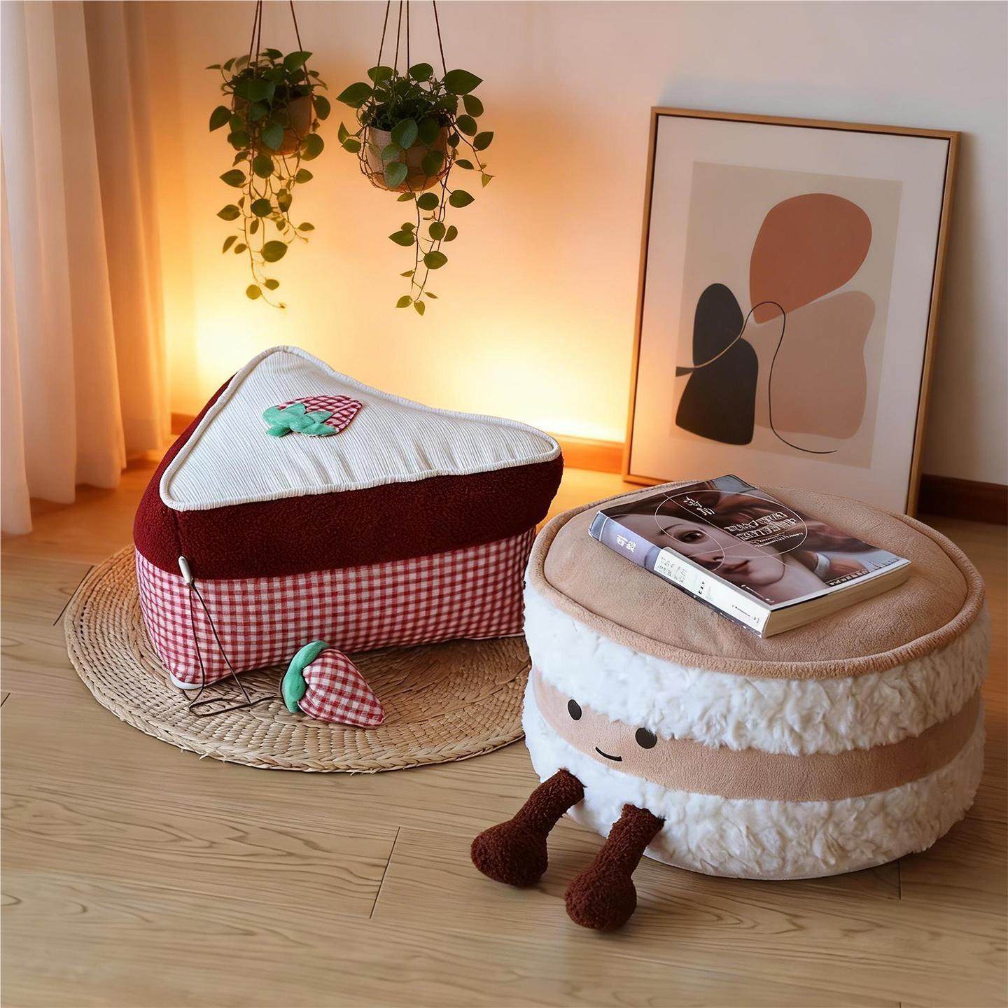 沙发脚凳草莓蛋糕儿童房可爱地上坐墩换鞋凳小矮凳榻榻米懒人蒲团,居家布艺,蒲团,淘宝优惠券,粉丝福利购,淘宝优惠卷