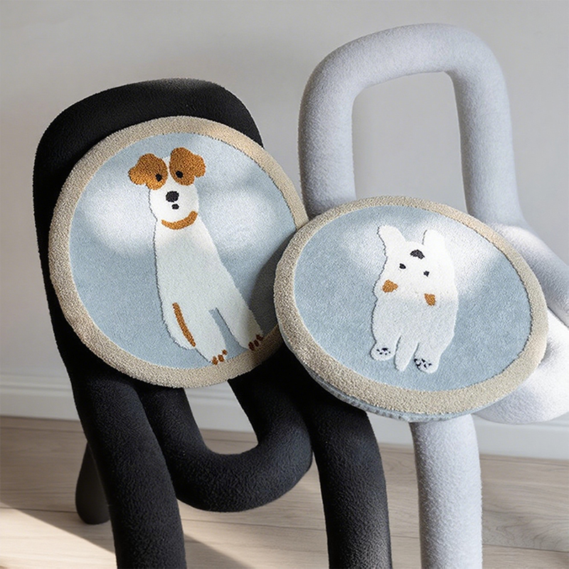 圆形小狗卡通图案坐垫久坐舒适椅垫子带芯可拆洗椅子坐垫飘窗蒲团