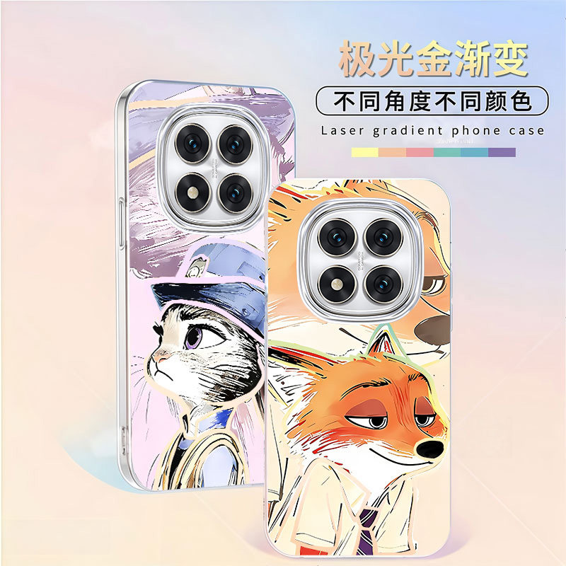 疯狂动物城2情侣适用红米note15Pro+新款朱迪尼克Redmi动漫手机壳防摔壳极光金变色龙note14/13/12保护套