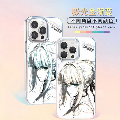 阿尔托莉雅渐变动漫适用vivoS30ProMini新款saberS19二次元手机壳防摔壳极光金变色龙S18/17/16/15/12保护套